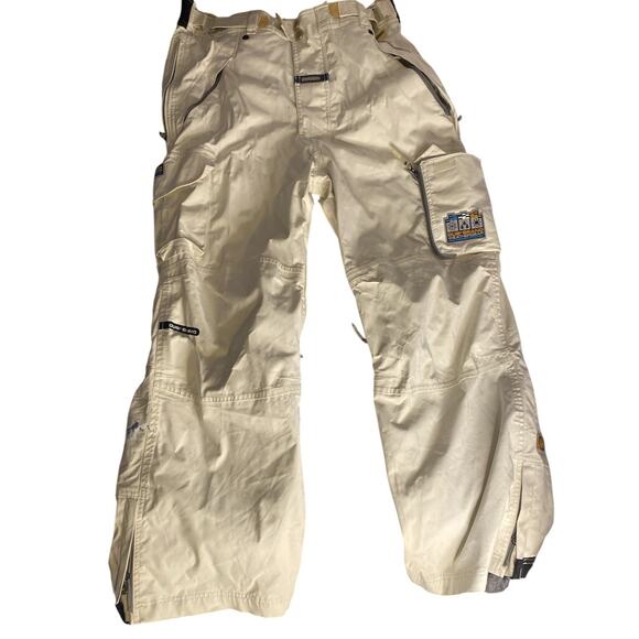 Y2K Snowboard Ski Cargo Pants Cream White Dub Brand Weathergear XL - Picture 2 of 8